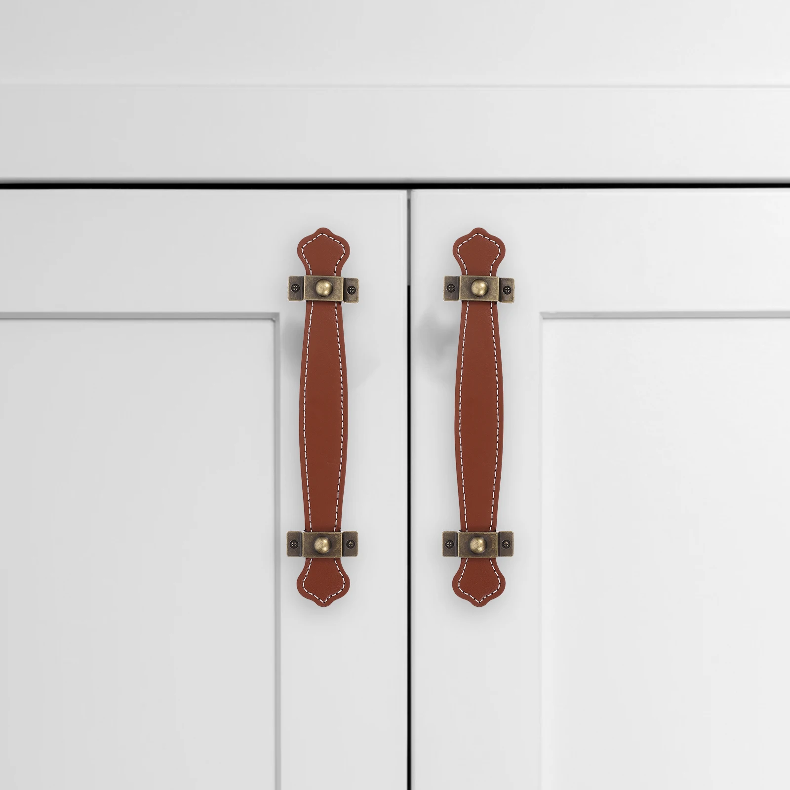 

2pcs Pu Drawer Pulls Vintage Cabinet Handles Zinc Alloy Durable Furniture Handles For Kitchen Bathroom Workroom Light