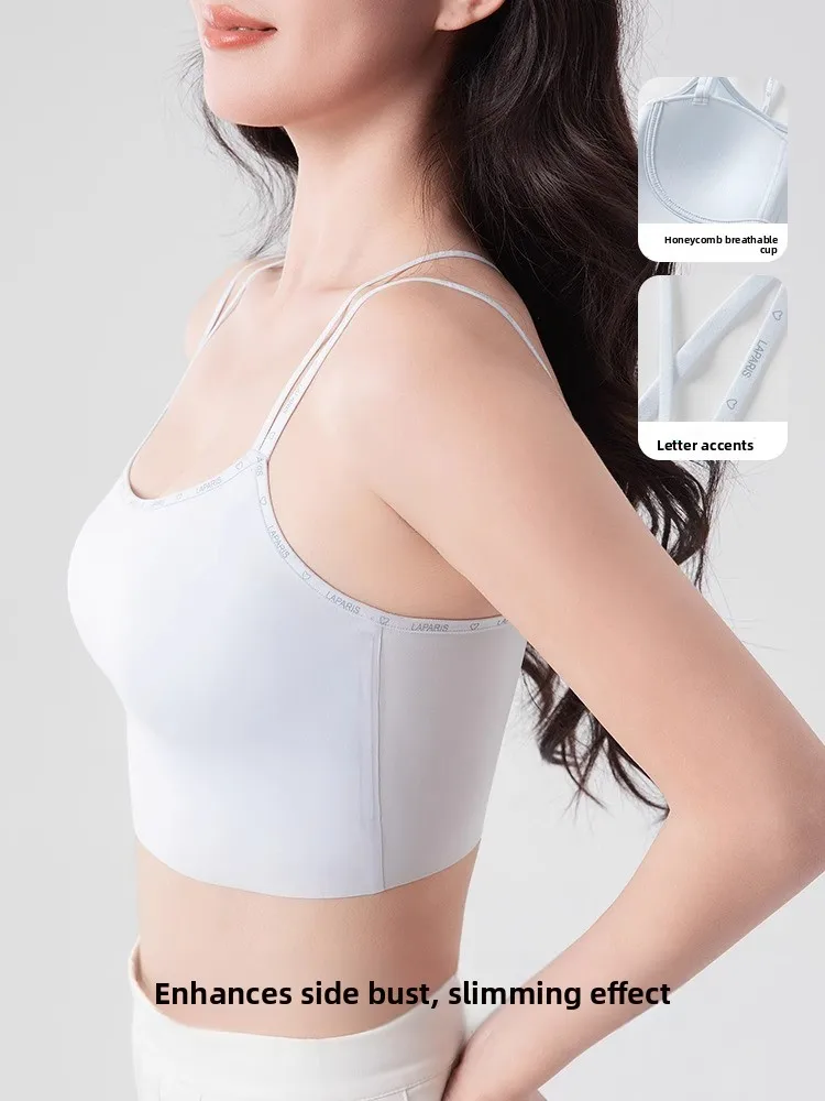 VictoriaIA Damen-Sommer-BH mit dünnen Trägern, integriertes Design, Outdoor-Bekleidung, Nylongewebe, normale Länge, reine Farbe, Innenbekleidung