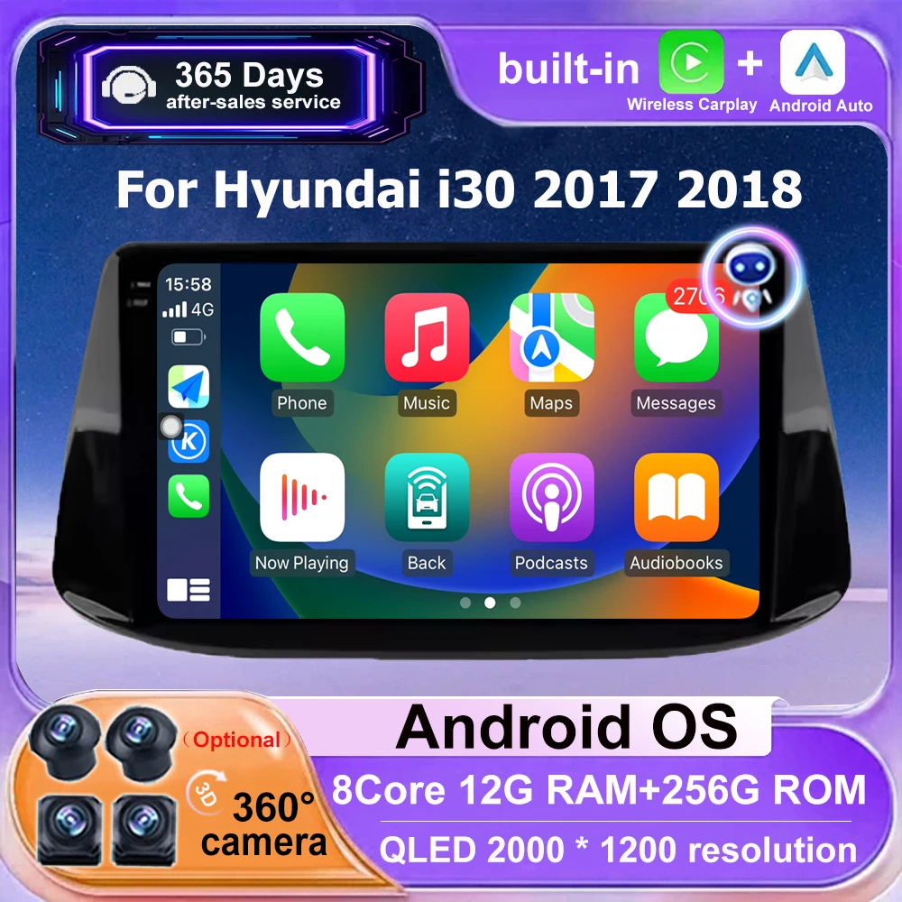 

Car Radio Multimedia Player GPS Navigation Tools For Hyundai i30 2017 2018 Android 16 Wireless Carplay Bluetooth 360 Camera DSP