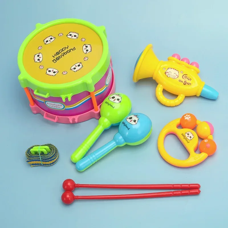 子供のドラムトランペットおもちゃ,音楽打楽器,バンドキット,早期学習,教育玩具,赤ちゃんへのギフト,1セットあたり5個