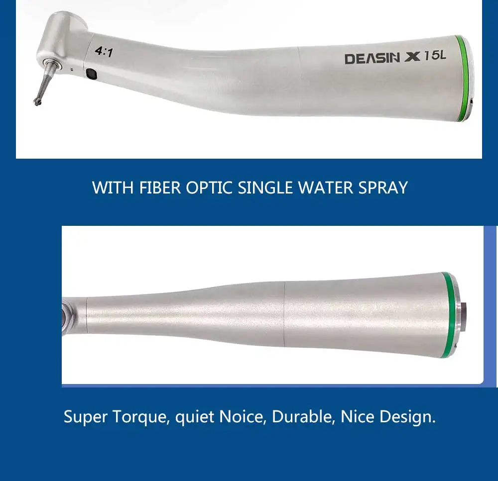 DEASIN Zahnärztliches Endodontie-Gerät Winkelstück Dental 4:1 Glasfaser Niedrigdrehzahl X15L Grüner Ring Handstück – Detail 9