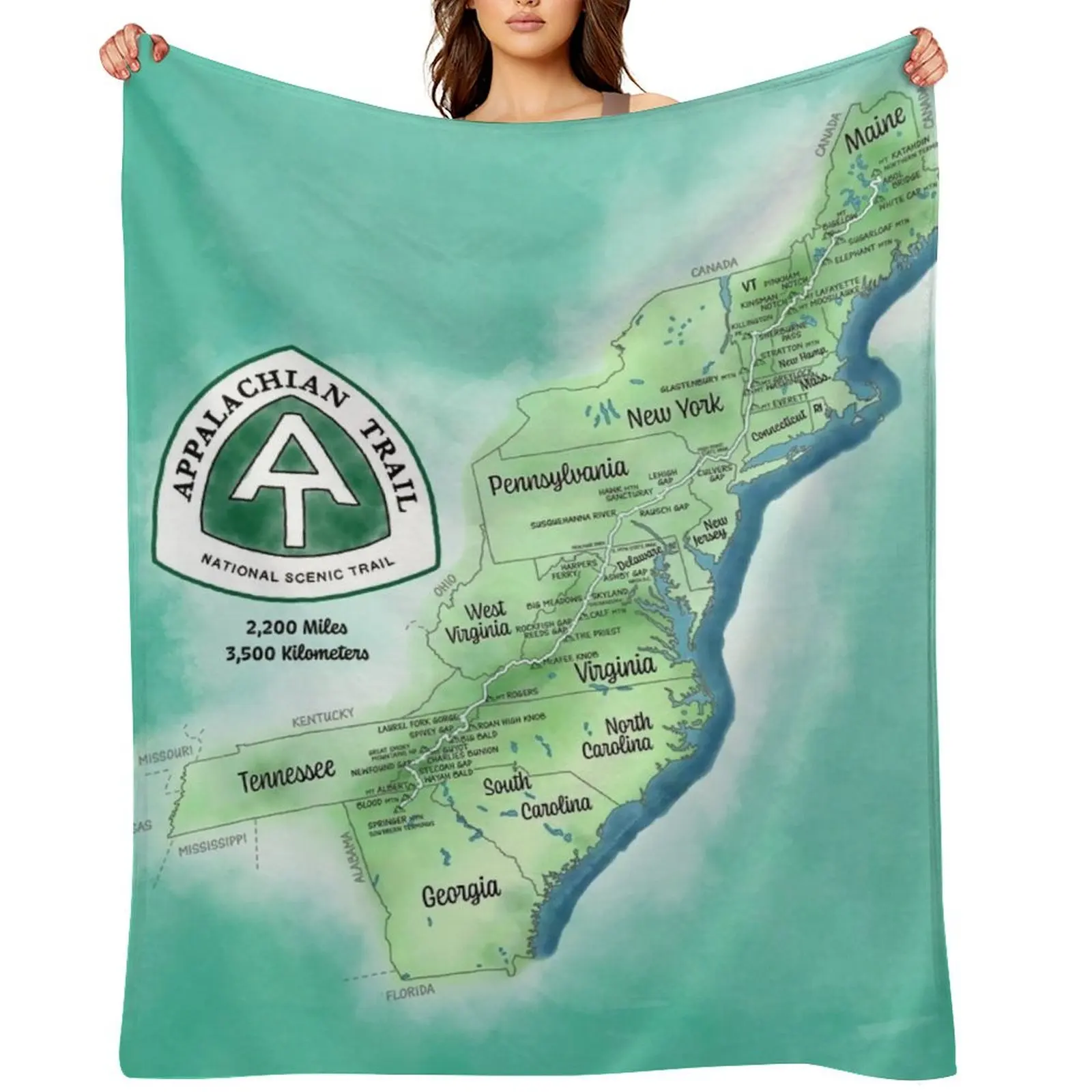 

Appalachian Trail Map Throw Blanket Travel Luxury St heavy to sleep Quilt Blankets