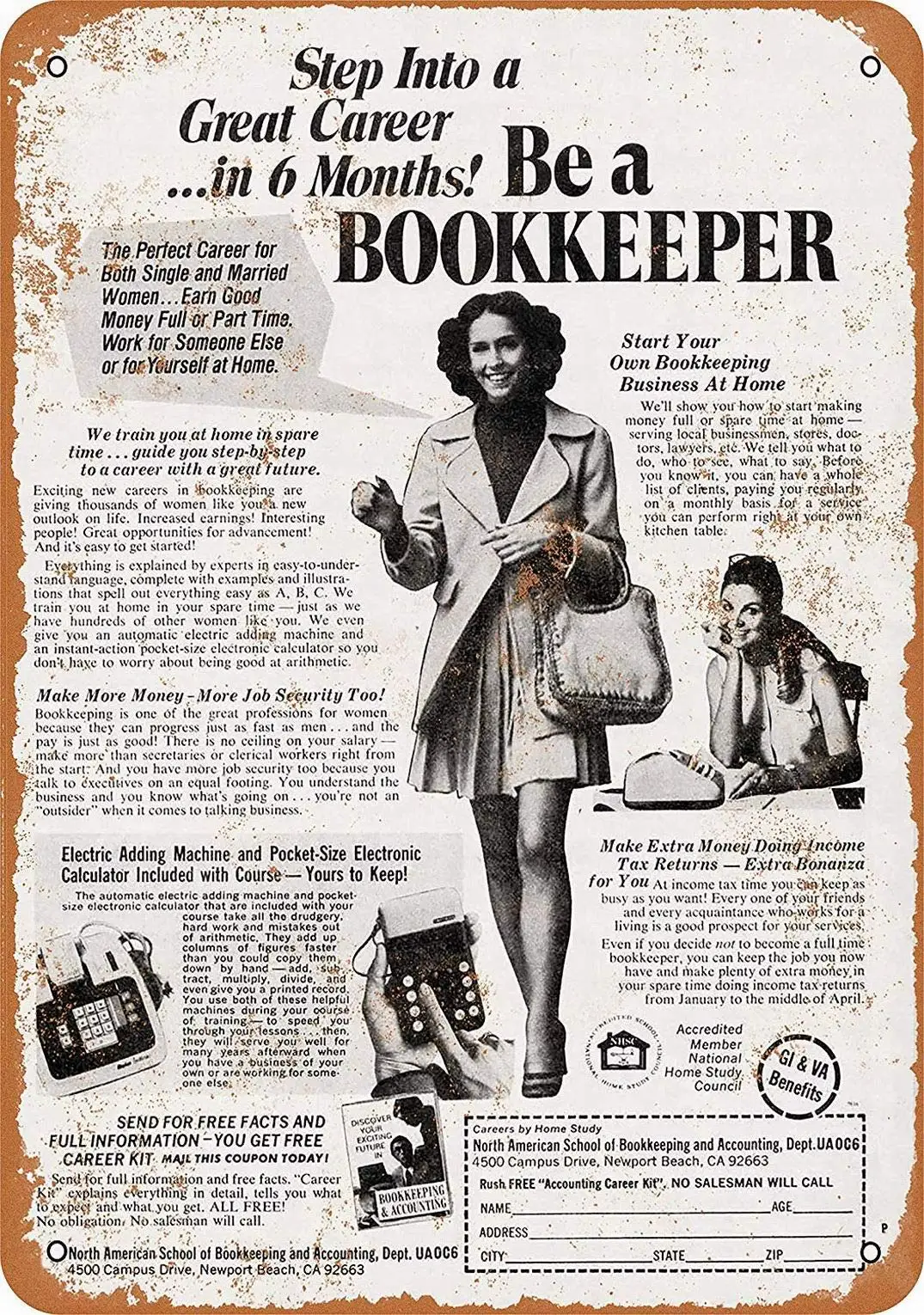 LoMall 8 x 12 METAL SIGN - Be a Bookkeeper - Vintage Wall Decor Art