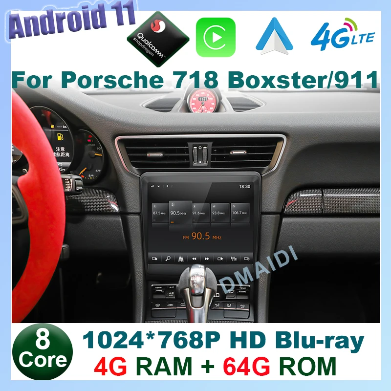 Snapdragon Android 11 GPS Navigation 8 Core 4+64GB Car Radio GPS For Porsche Boxster 911 2012-2021 With Wireless Carplay Auto