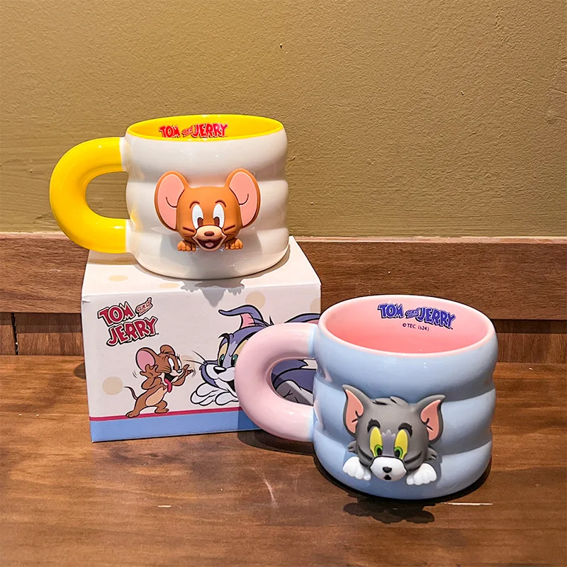 Tom and Jerry Cute Cartoon Mouse Cat Ceramics Coffee Cup Kawaii Mug Lovely Periphery Water Cup Home Decor Room Decoration Gift