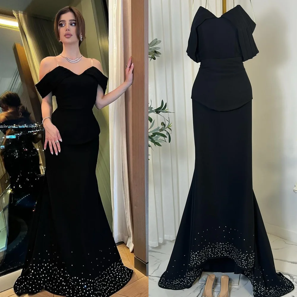 

Длинные платья русалки с открытыми плечами из джерси с блестками по индивидуальному заказу. Формальный вечер. Изысканная классика.