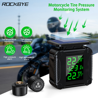 Rockbye Tire Pressure Monitor Digital Display IP67 Wireless TPMS Motorcycle Solar Charging Tyre Temperature Alarm Sensor