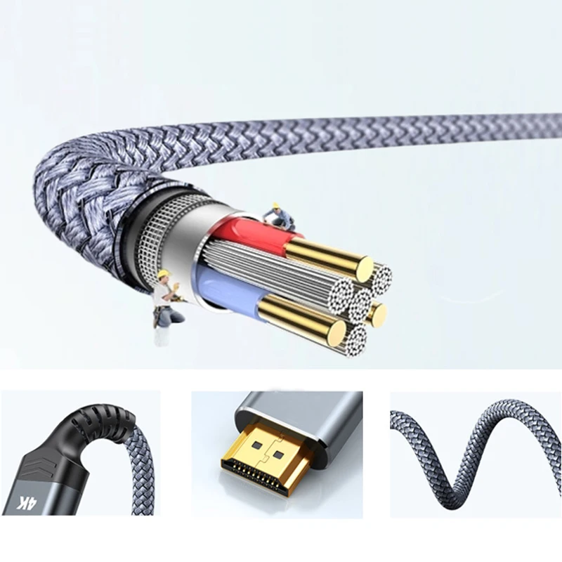 HDMI erkek HDMI uyumlu kadın dönüştürücü ile HDTV kablo adaptörü altın kaplama örgülü yüksek çözünürlüklü kordon Splitter uzatın