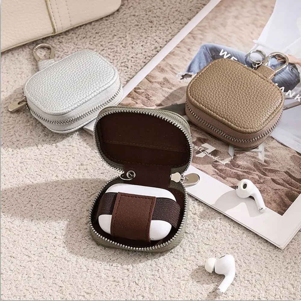 Gifts Waist Hanging Key Wallets PU Leather Portable Coin Purse Earbud Carrying Case Universal