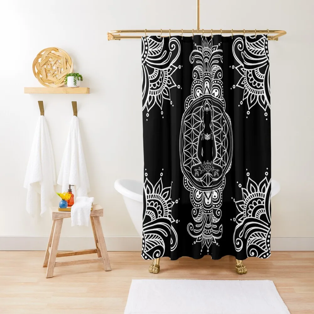 

Buddha Flower Of Life Yoga Meditation Shower Curtain Anime Bathroom Window Waterproof Bathroom Shower Curtain