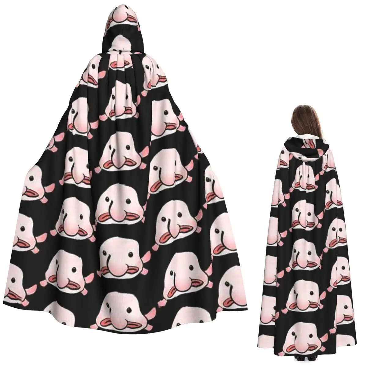 

Blobfish Long Hooded Cloak Witch Medieval Costume Cosplay Cape HalloweenCoat Adult Unisex