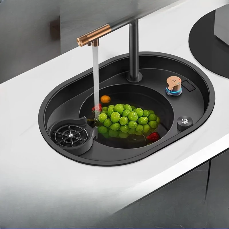 Oval Island Sink Bar Tea Counter Invisible Hidden Cup Washing Nano Antibacterial Sink Package
