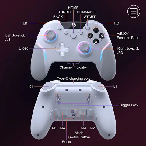 EasySMX X20 Wireless Gamepad Enhanced Controller Compatible with PC/NS/TV/Phone/Laptop, Hall Micro Triggers Joystick RGB Effect