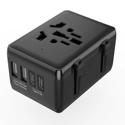 International Power Adapter with 2USB + 2Type C Ports Worldwide AC Outlet Plugs Travel Charger for UK US AU As