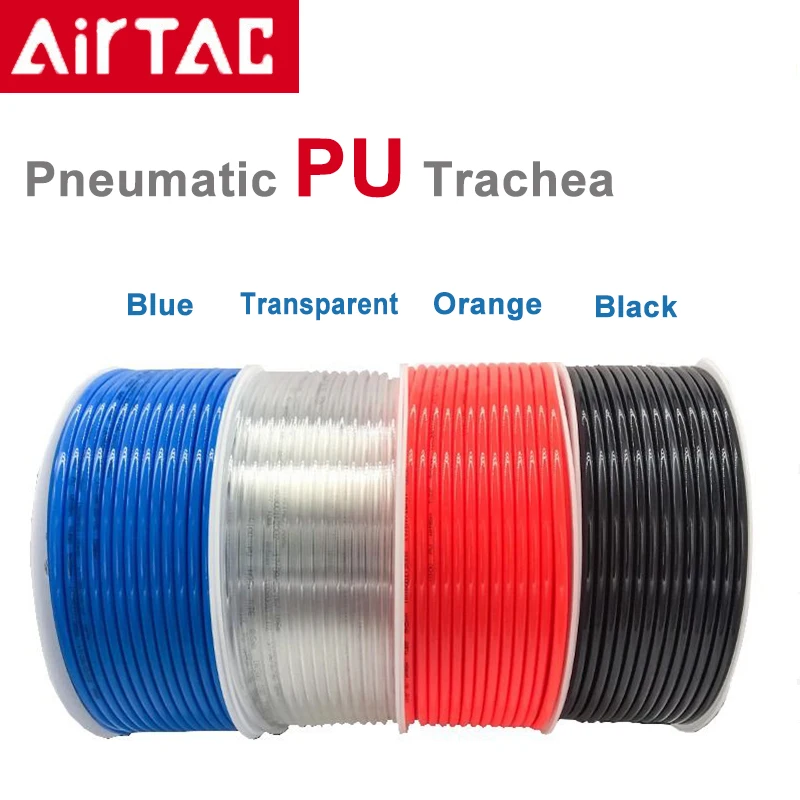 Airtac 100M PU3.2*2/4*2.5/ 6*4/ 8*5/ 8*6/10*6.5/10*8/12*8/12*10/16*12 Pneumatic Pipe Soft Hose