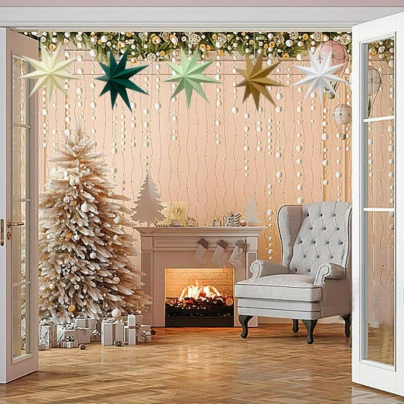 5 قطع من زينة النجوم الورقية متعددة الألوان لعيد الميلاد، مناسبة للحلي المعلقة الاحتفالية، وديكورات الاحتفالات في المتجر