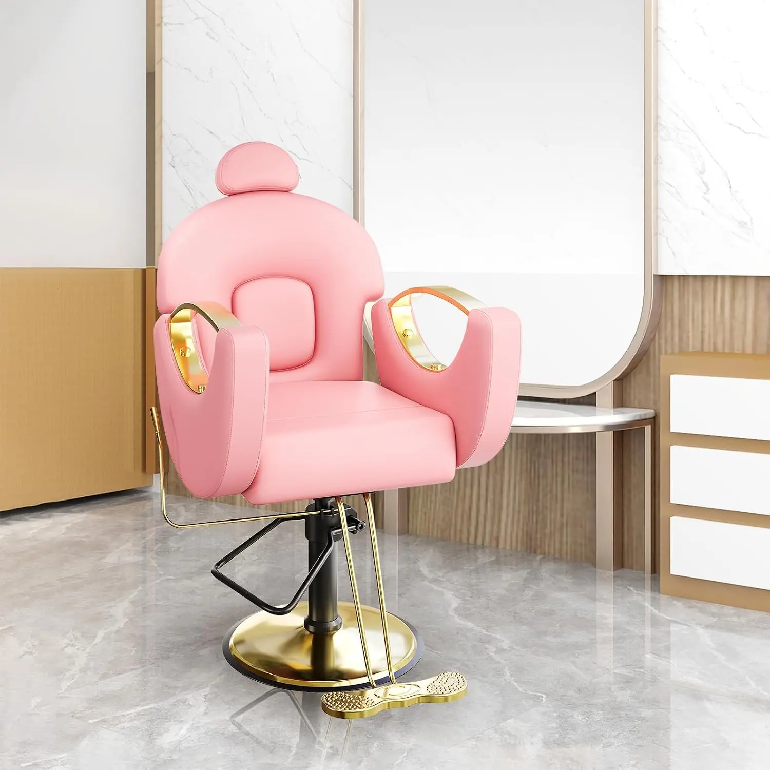 Reclining Barber Chair Hydraulic Pump Salon Styling Chair, Customized
