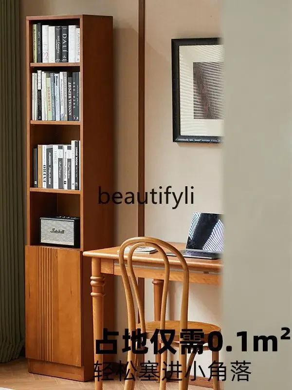 Vintage solid wood crevice locker with door bookcase against wall display cabinet bedroom floor lockerH