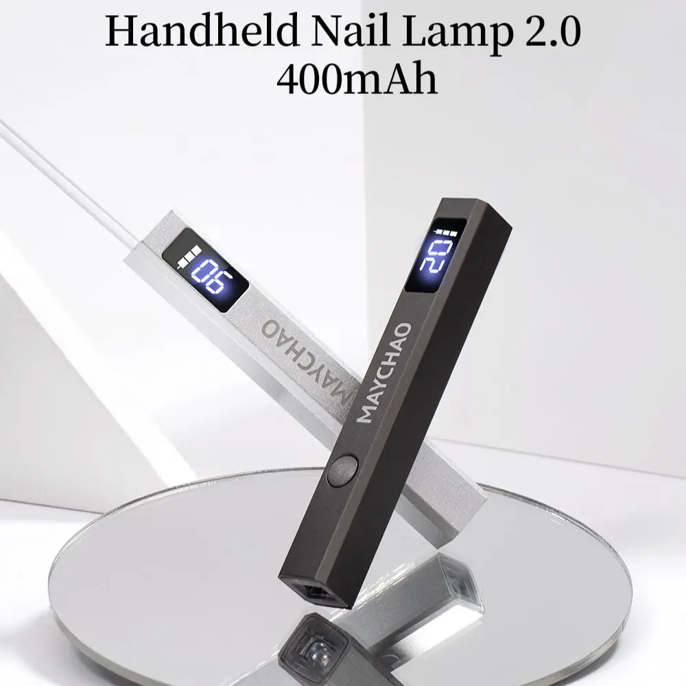 MAYCHAO 1PC penna in metallo Mini lampada a luce UV con Display portatile fototerapia lampada a LED UV Mini strumento per Nail Art con luce portatile