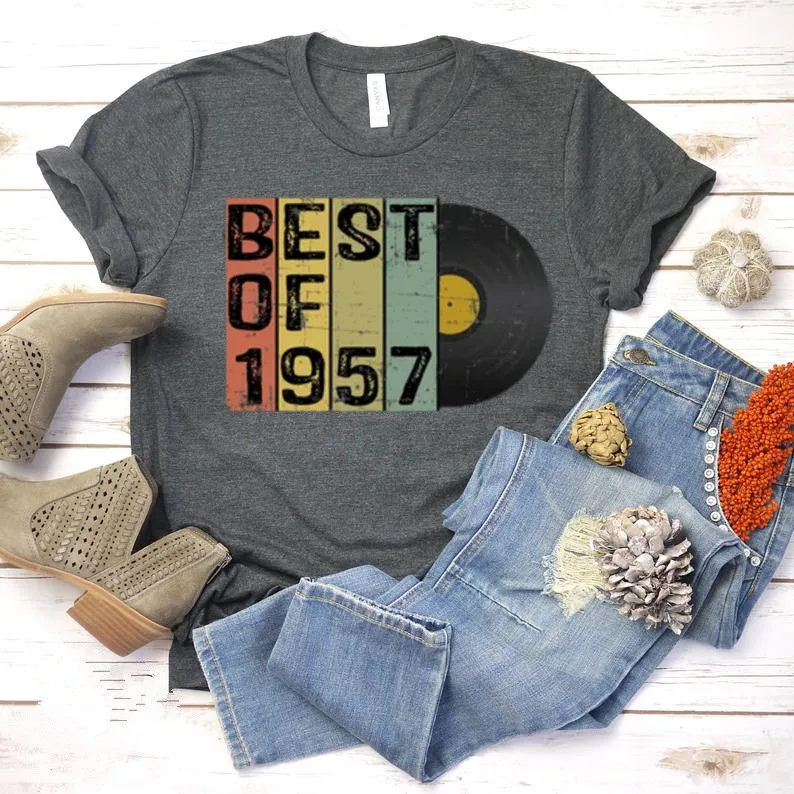 Vintage Best of 1957, 64th Birthday Shirt For Men Women, Gift For Him Her Retro Party 100% cotton Shirts Streetwear Unisex y2k