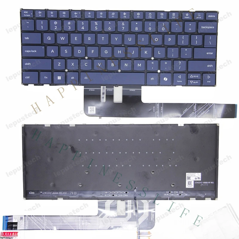 OM+  For Lenovo Yoga 7 2-in-1 14AKP10 14ILL10 blue backlit US keyboard AI