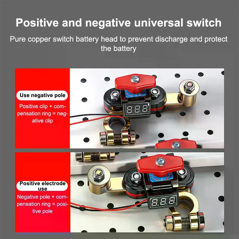 Car Battery Disconnect Switch - Bidirectional Joint Can Rotate Power Disconnect Switch With Digital Display 12-24v