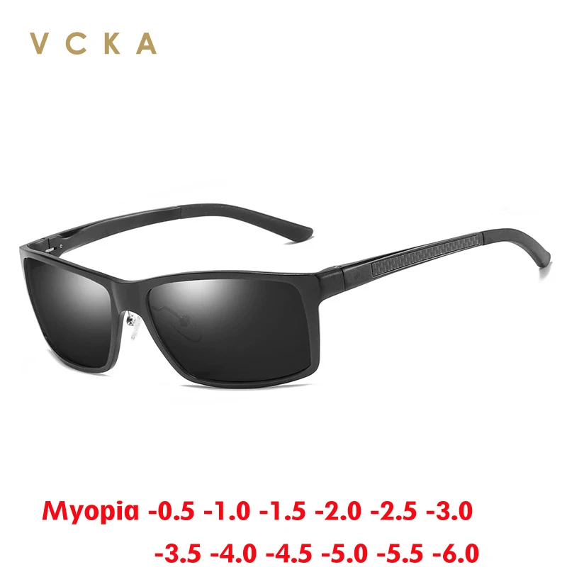 

VCKA Men Sports aluminum-magnesium polarized Myopia Sunglasses cycling UV400 Goggles Prescription Driving glasses -0.50 to -6.0