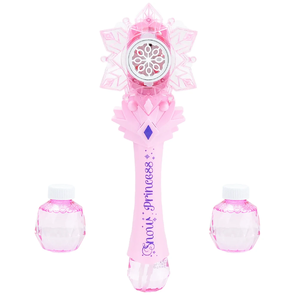 Draagbare muziek Gloeiende bellenmachine Roze 2-flessen Bellenwater Veilig Plastic Cartoonvorm Lichtgewicht feestspeelgoed