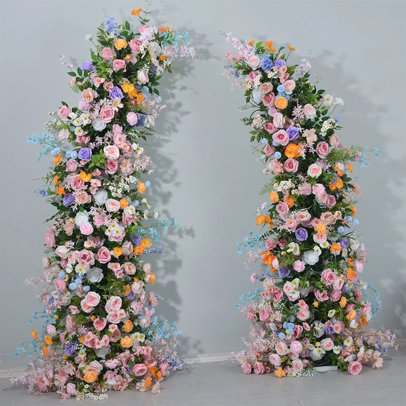 Monet Style Horn Shape Flower Row Artificial Flowers for Wedding Decoration Floral Backdrop Arrangement Party Stage Decor Props