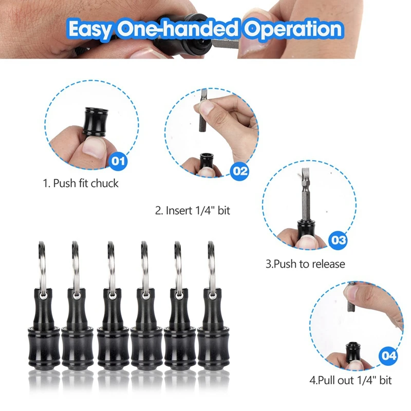 18Pcs 1/4Inch Hex-Shank Screwdriver Bits Holder Keychain Drill Screw Adapter Change Portable Metal Screwdriver Bits Holder