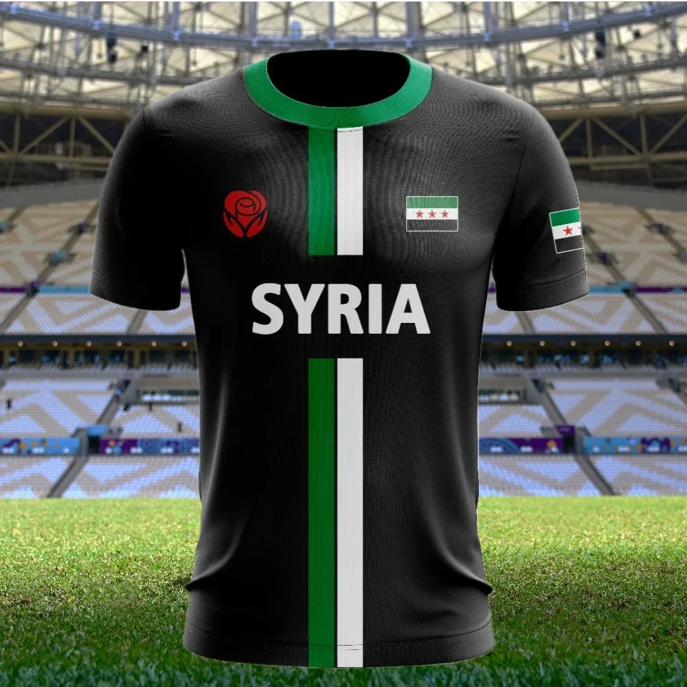 2025 Syria Football Jersey Men's Sports 3D T-shirts Syrian Flag Street Oversized Tops Unisex Casual Graphic T-shirts Mens Gifts