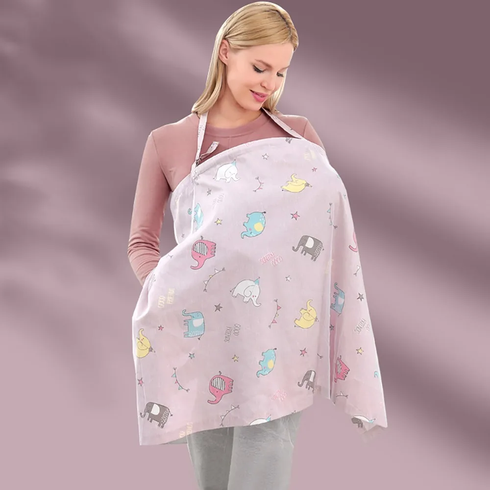 Comfortable Mesh Breastfeeding Cover Cotton Cartoon Outdoor Nursing Towel Adjustable Feeding Cover Baby Stroller Blanket Outdoor