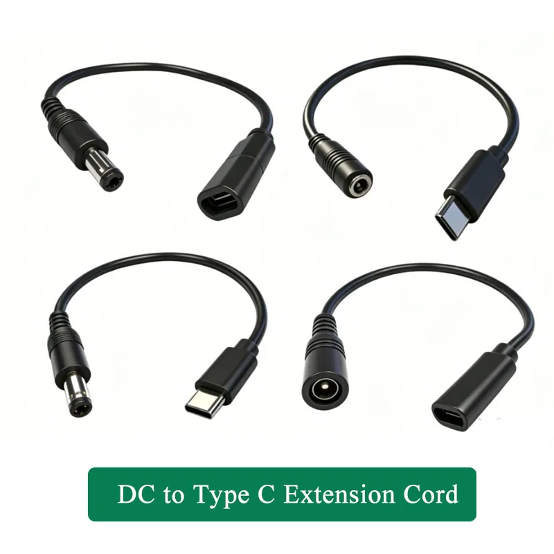 1 to 2/3/4/5/6 DC 5.5 x 2.1 to Type C Charging Cord Exteinsion Wie DC5521 DC5525 to Type C Male Female Mobile Phone Power Cable
