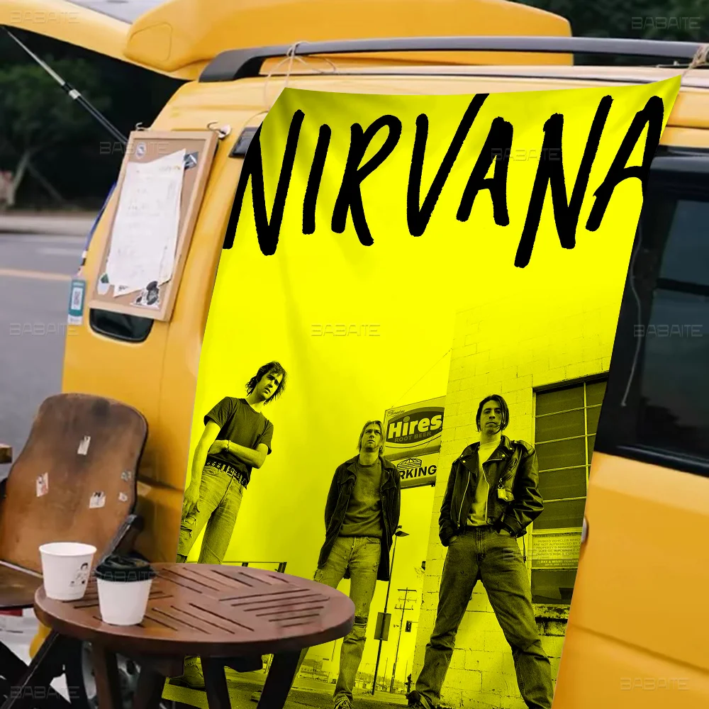 Band Hot N-Nirvana Banner Art Printing bandiera da parete giapponese Anime Wall Hanging Home Decor