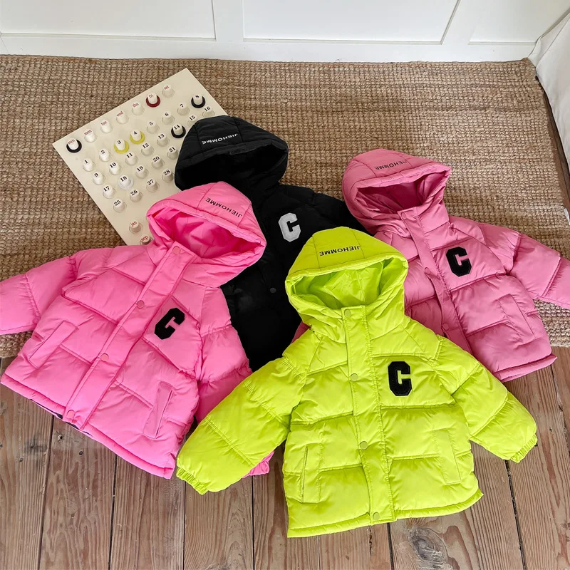 2024 new children's cotton-padded Korean cartoon girl baby cotton-padded jacket boy cute winter baby thick coat