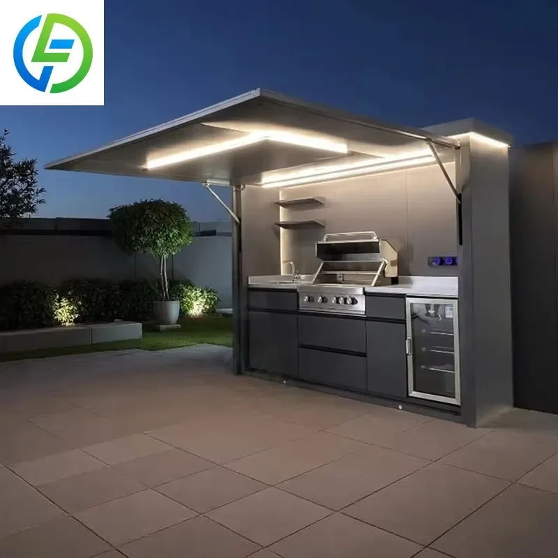 Durable Aluminium Portable Eco-Friendly Outdoor Kitchen Cabinets BBQ Grill Pizza Oven for Rustproof Garden Summer Kitchen Island