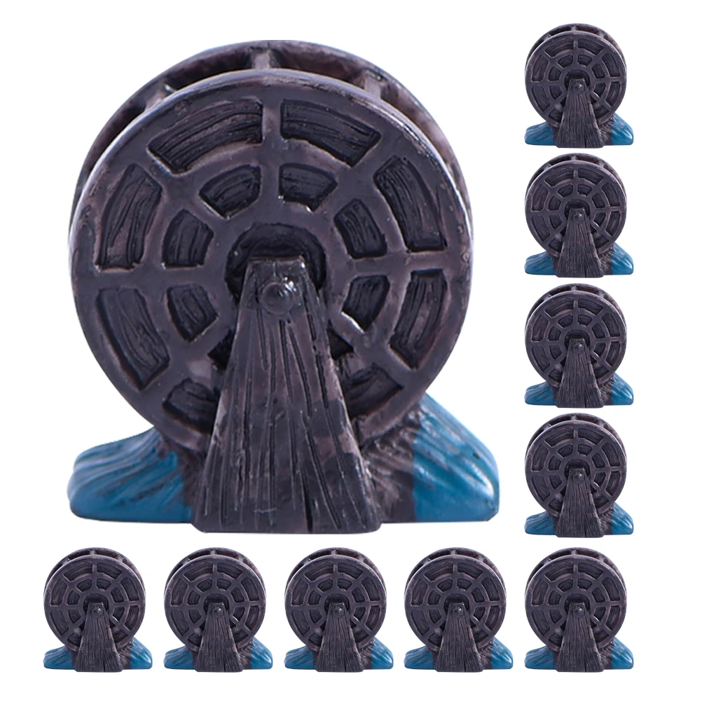 

10pcs Mini Water Wheel Micro Landscape Decor Replacement Desktop Fountain Vintage Resin Ornament Aquarium Wheel Rockery