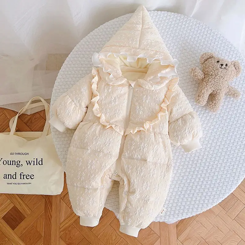 

Winter Bodysuit & One Pieces Baby Outerwear Thickened Jumpsuit One-year-old Baby Girl Dress Princess Outdoor Clothes