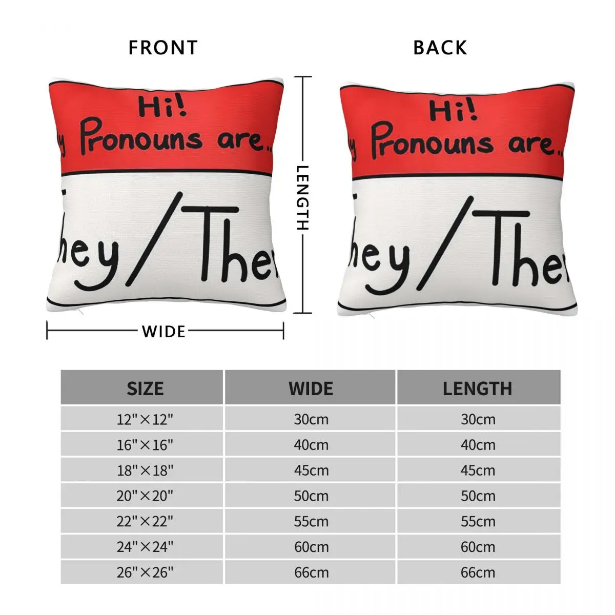 Hi My Pronouns Are They Them Square Pillowcase Pillow Cover Polyester Cushion Decor Comfort Throw Pillow for Home Sofa