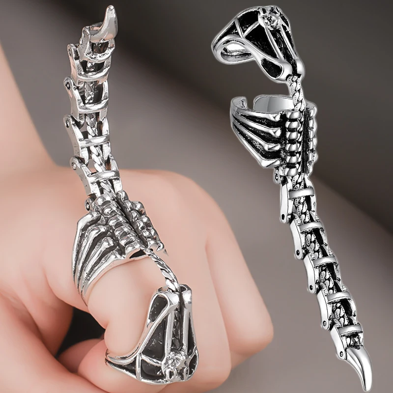 Punk Movable Scorpion Ring Fingertip Toy Stress Relief Retro Goth Scroll Armor Knuckle Metal Full Finger Rings Creative Jewelry