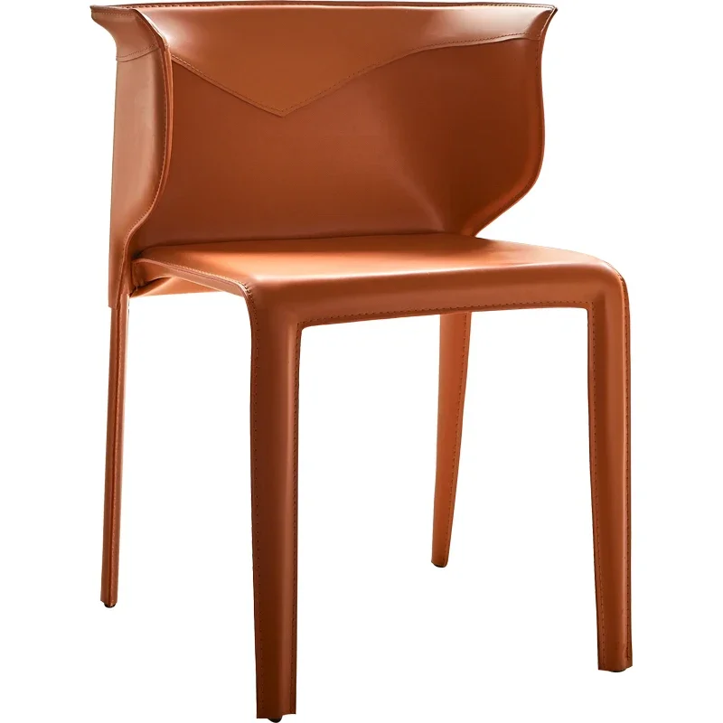 High End Designer Saddle Chair Italian Minimalist Leather Dining Chair for Luxury Hotel and Home