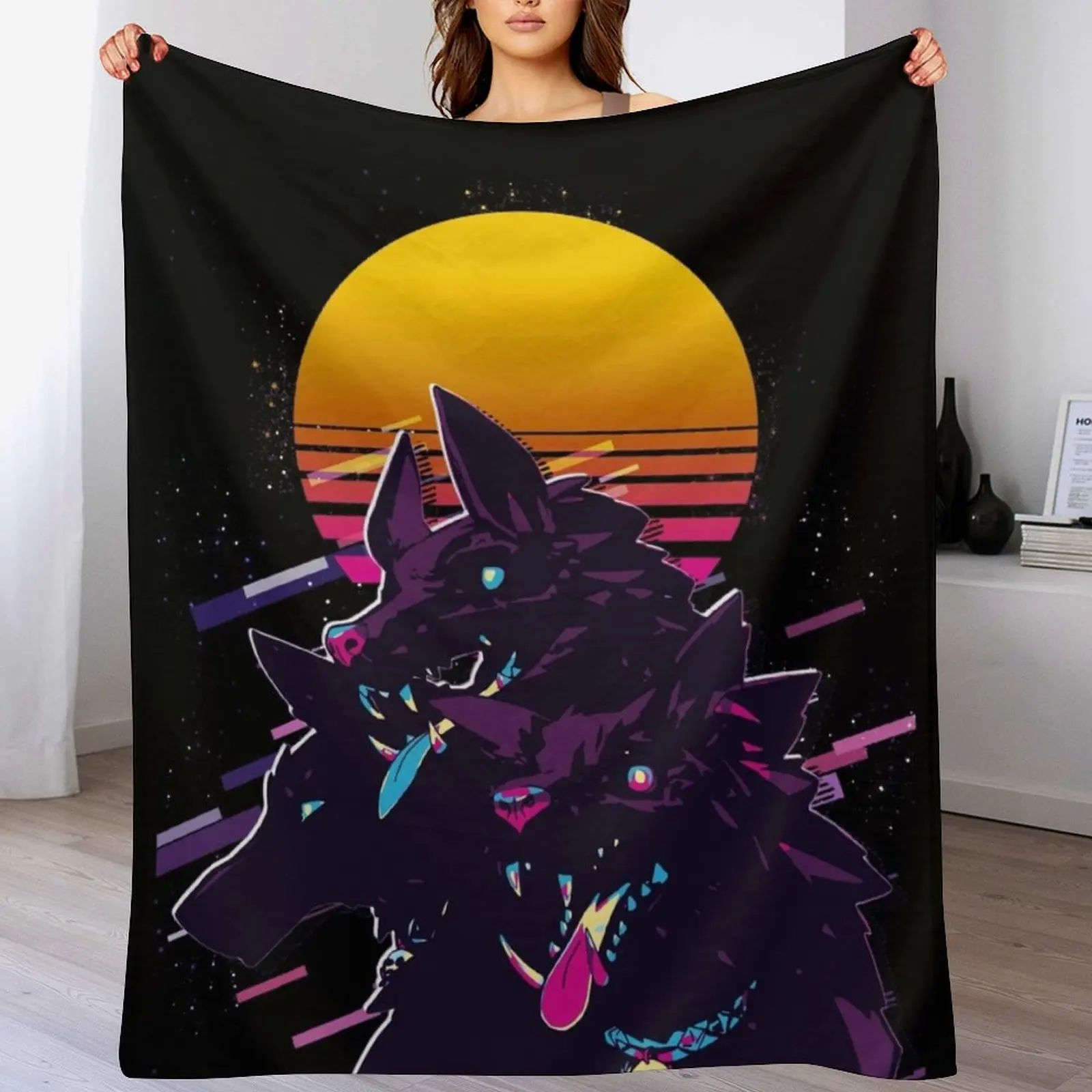 

Cerberus - Hades (80s Retro) Throw Blanket bed plaid Travel Picnic Blankets
