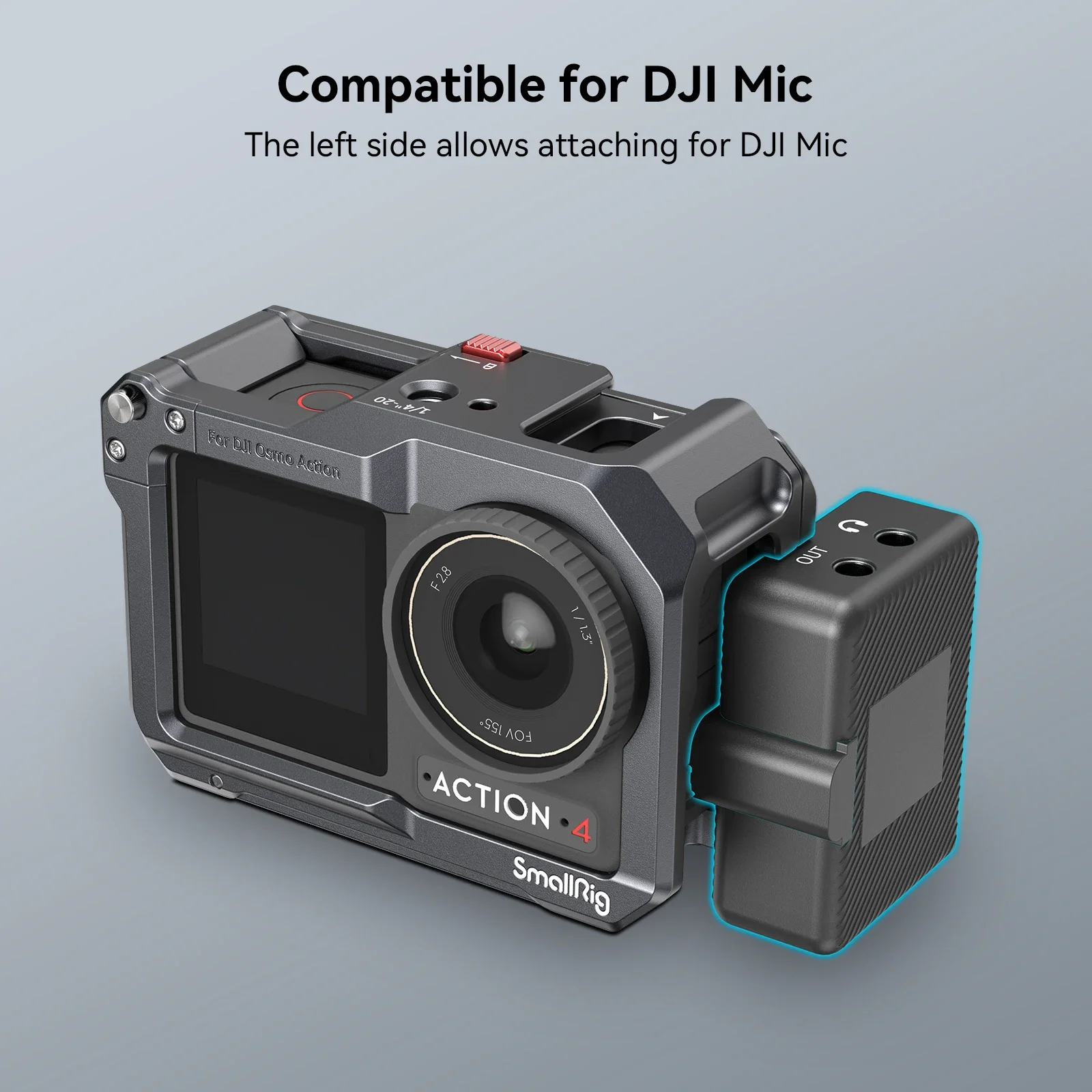 قفص SmallRig Action 5 Pro لـ DJI Osmo Action 5 Pro / 3 / 4 حافظة كاميرا لإطار حماية DJI Mic مع حذاء بارد -4119C