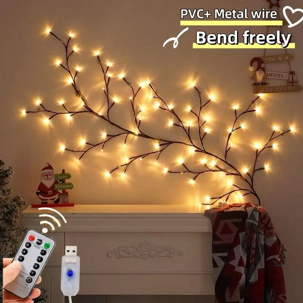 

96LED Tree Branch Lamp Bedroom Wall Decoration Willow Vine Tree Light led light fairy lights Strip lights decoration Nightlight