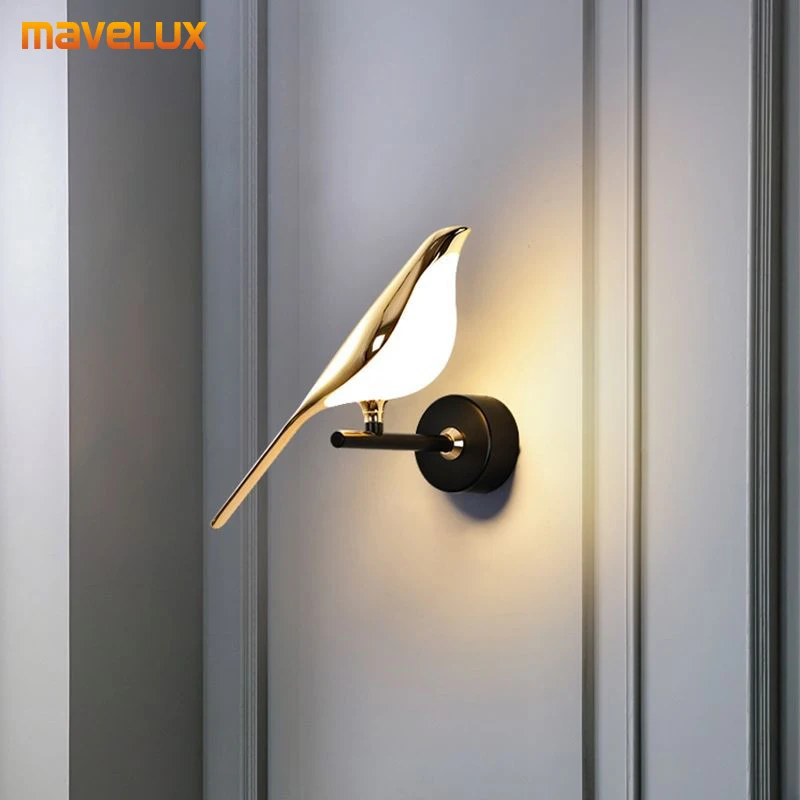 

Creative LED Wall Lamp Aluminum Alloy Magpie Bird Wall Sconces Indoor Lighting Bedside Lights Living Room Bedroom Stair Decor