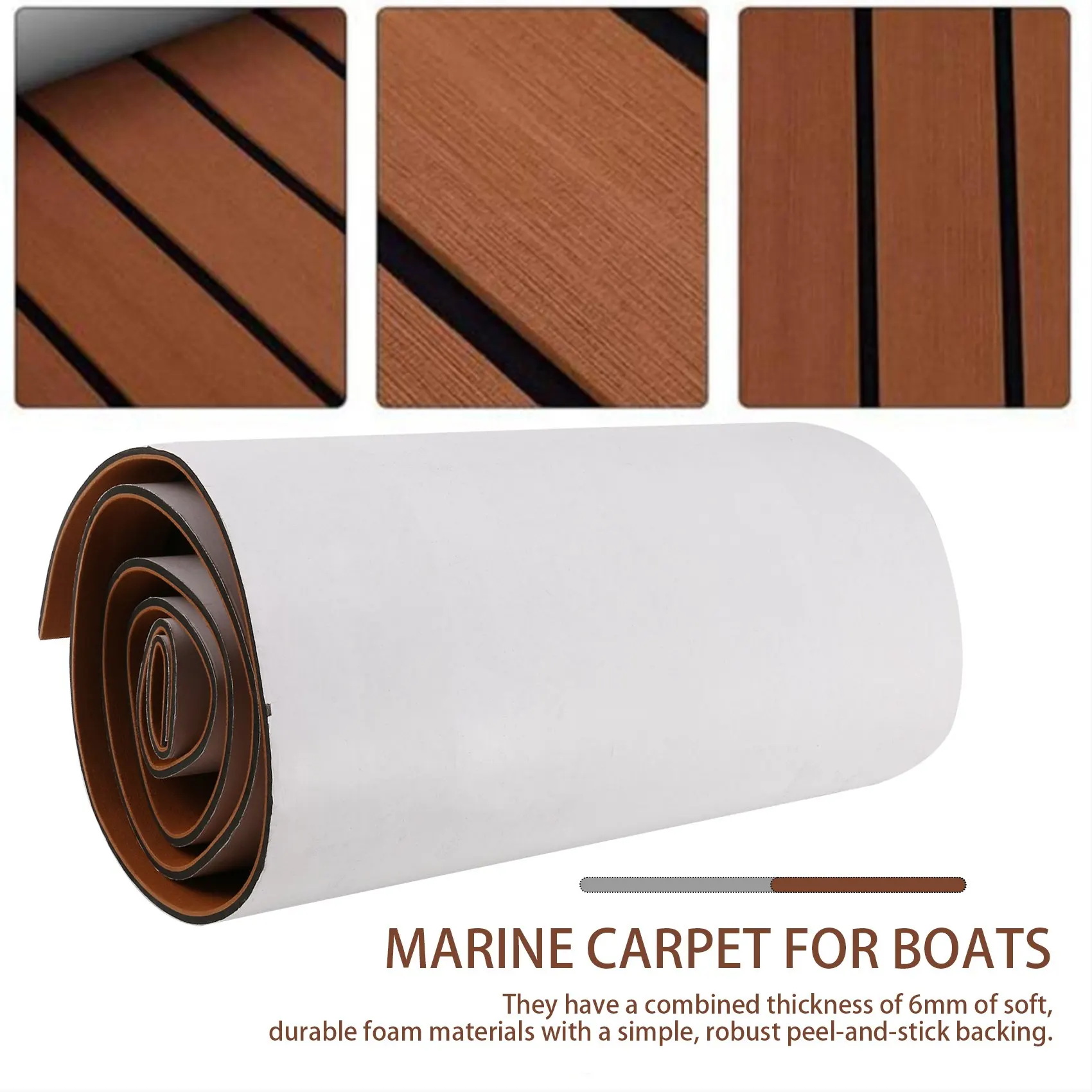 EVA Foam Teak Marine Flooring, Faux Boat Decking Sheet Acessórios, Marrom e Preto, 450x2400x6mm