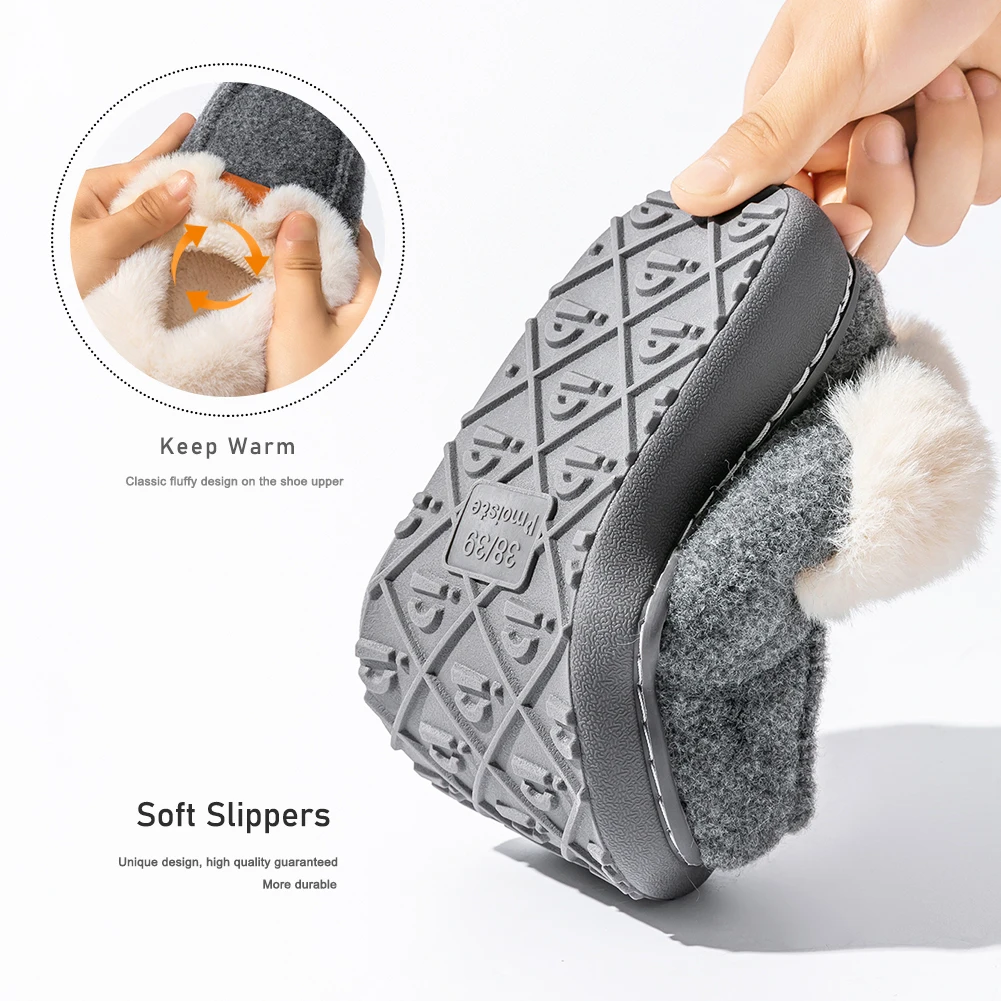 Pmoiste رقيق ورأى شبشب منزل النساء مريحة لينة الدافئة TPR منصة رغوة الذاكرة أحذية المنزل الشتاء عدم الانزلاق داخلي #4