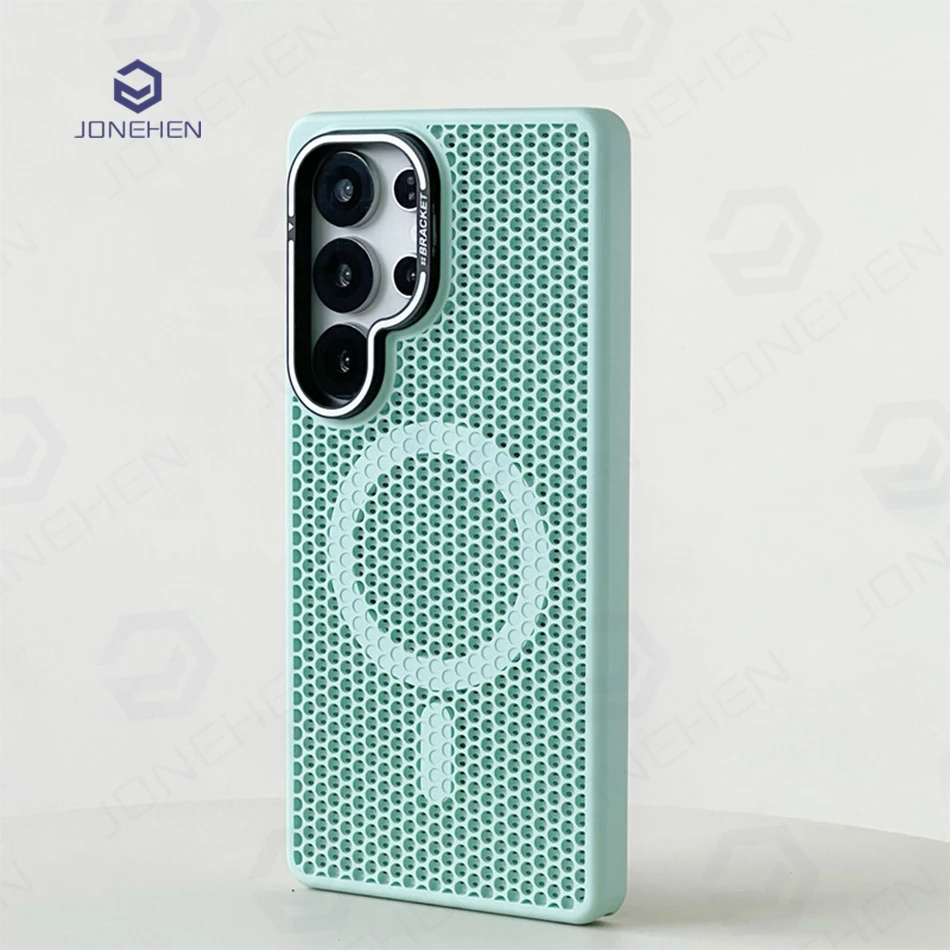 Honeycomb Mesh Cooling Magnetic Case For Samsung Galaxy S25 S26 Ultra S24 S23 Plus Alloy Lens Bracket Charge Cover For Magsafe