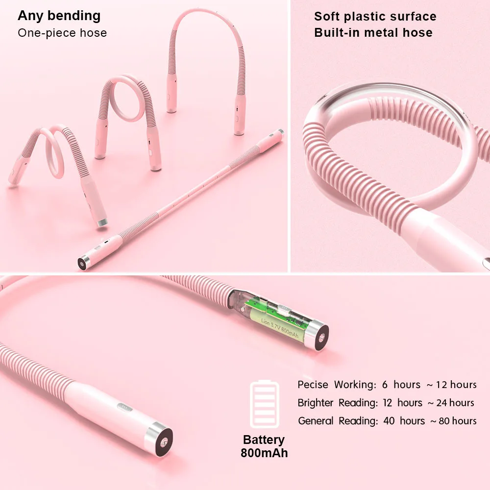 最新の柔軟な折りたたみ式ブックライトハンズフリー-led-ナイトライトポータブル-usb-充電式読書ネックライトトリコロールライトホット