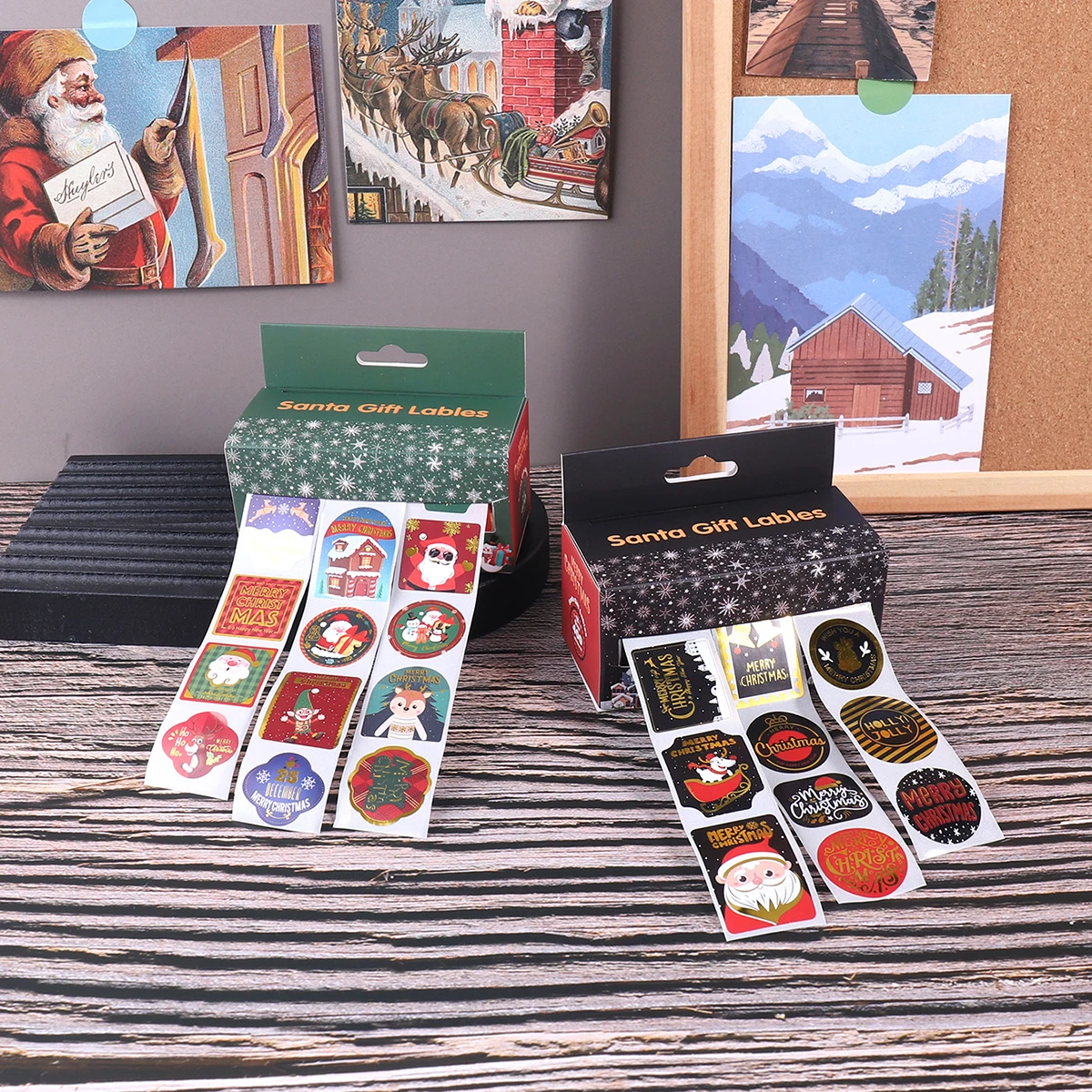

3 rolls/box, Christmas-themed gold foil label stickers, stylish holiday party and gift box decoration stickers, exquisite gifts